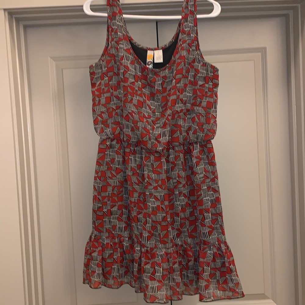 Red and grey geometric dress